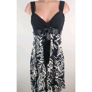Y2K Betsey Adam Dress  Ruffles Size 8 Black White Whimsical Party